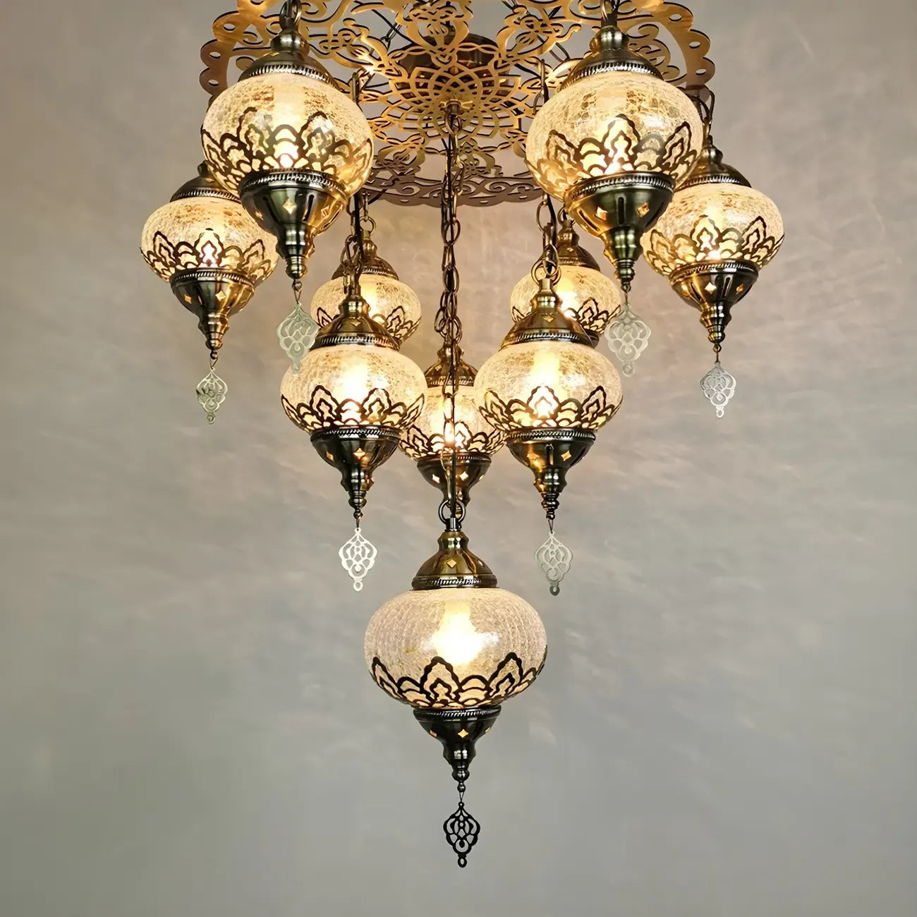Bronze Crystal Glass Chandelier Ornament Unique Design