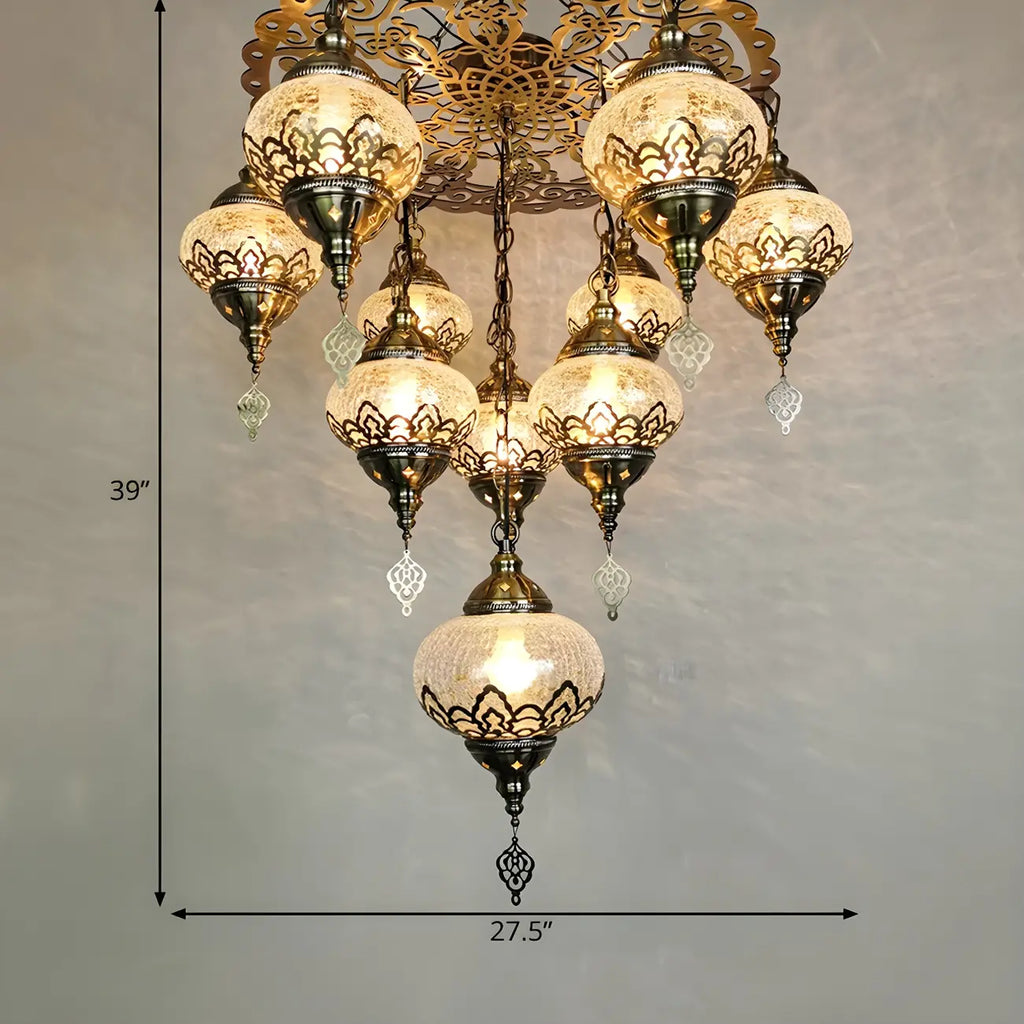 Bronze Crystal Glass Chandelier Ornament Unique Design