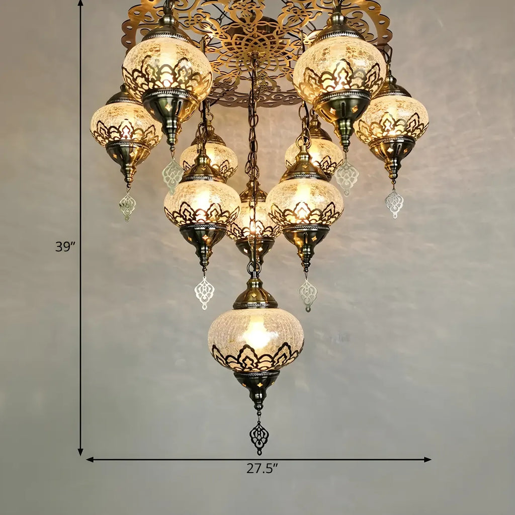 Bronze Crystal Glass Chandelier Ornament Unique Design