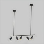 5-Light Modern Black/Gold Metal Cylinder Island Ceiling Light