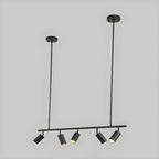 5-Light Modern Black/Gold Metal Cylinder Island Ceiling Light