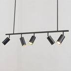 5-Light Modern Black/Gold Metal Cylinder Island Ceiling Light