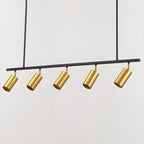 5-Light Modern Black/Gold Metal Cylinder Island Ceiling Light