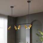 5-Light Modern Black/Gold Metal Cylinder Island Ceiling Light