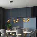 5-Light Modern Black/Gold Metal Cylinder Island Ceiling Light