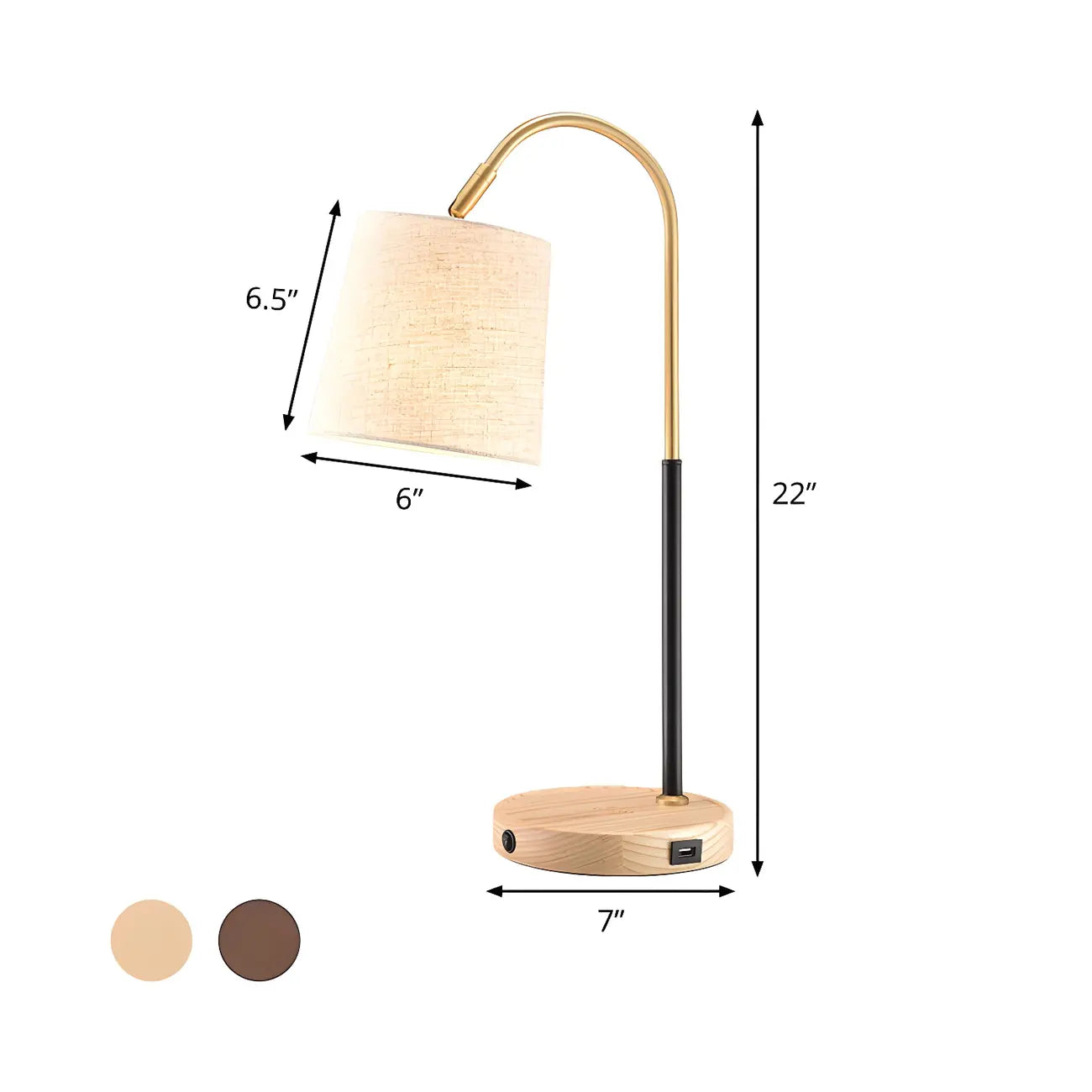 Oriental Arched Wood Fabric Barrel Table Lamp for Bedroom
