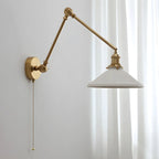 Classic Gold Metal Swing Arm Ceramics Shade Wall Light