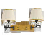 2-Light Silver Swing Arm Fabric Shade Wall Light