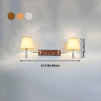 2-Light Silver Swing Arm Fabric Shade Wall Light