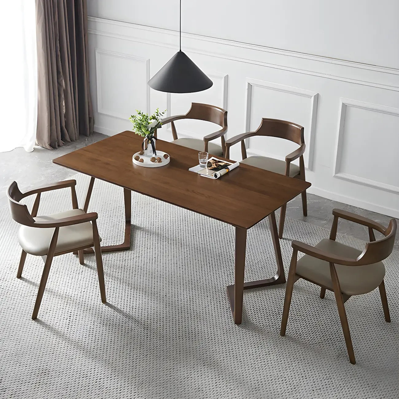 Mid Century Solid Wood Dining Chair Set of 2