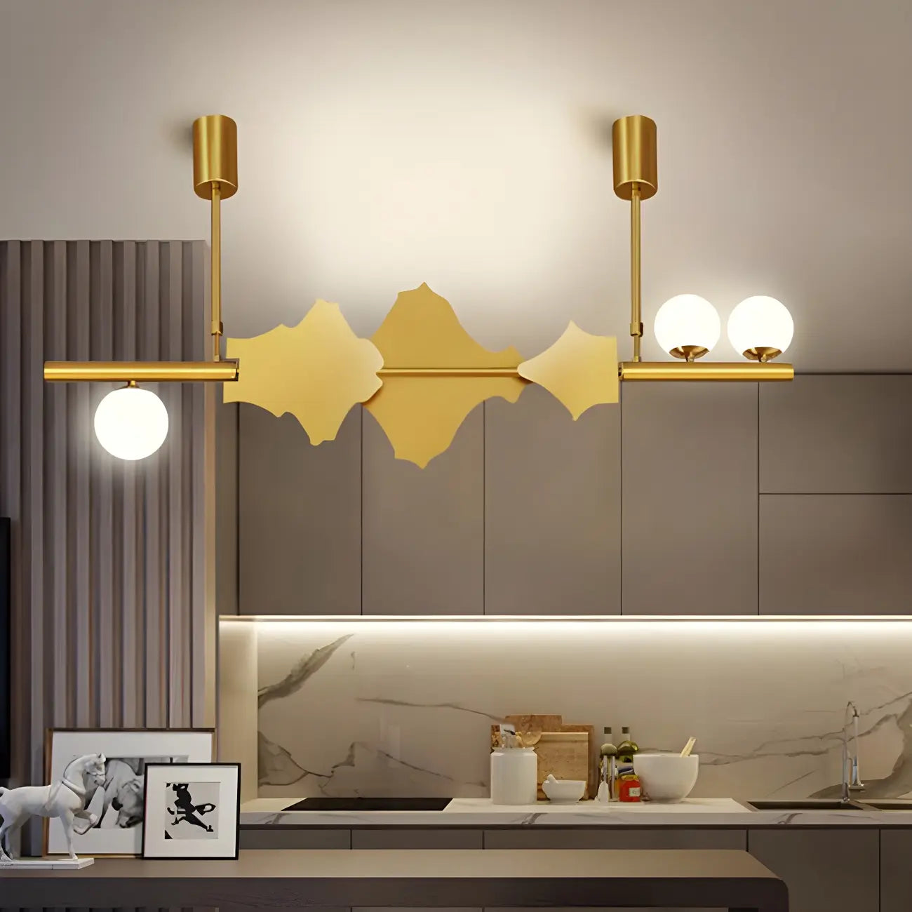 3/4-Light Modern Gold Metal Abstract Island Light