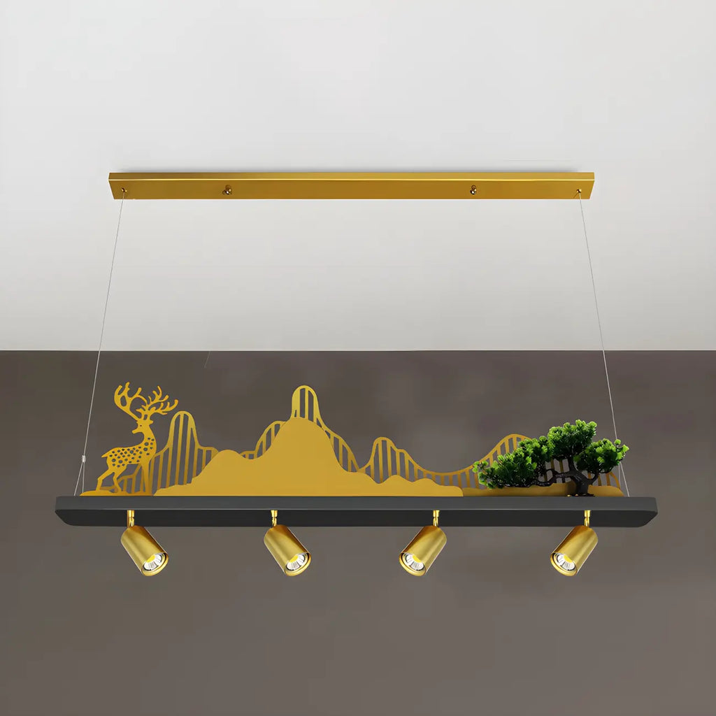 3/4-Light Modern Gold Metal Abstract Island Light