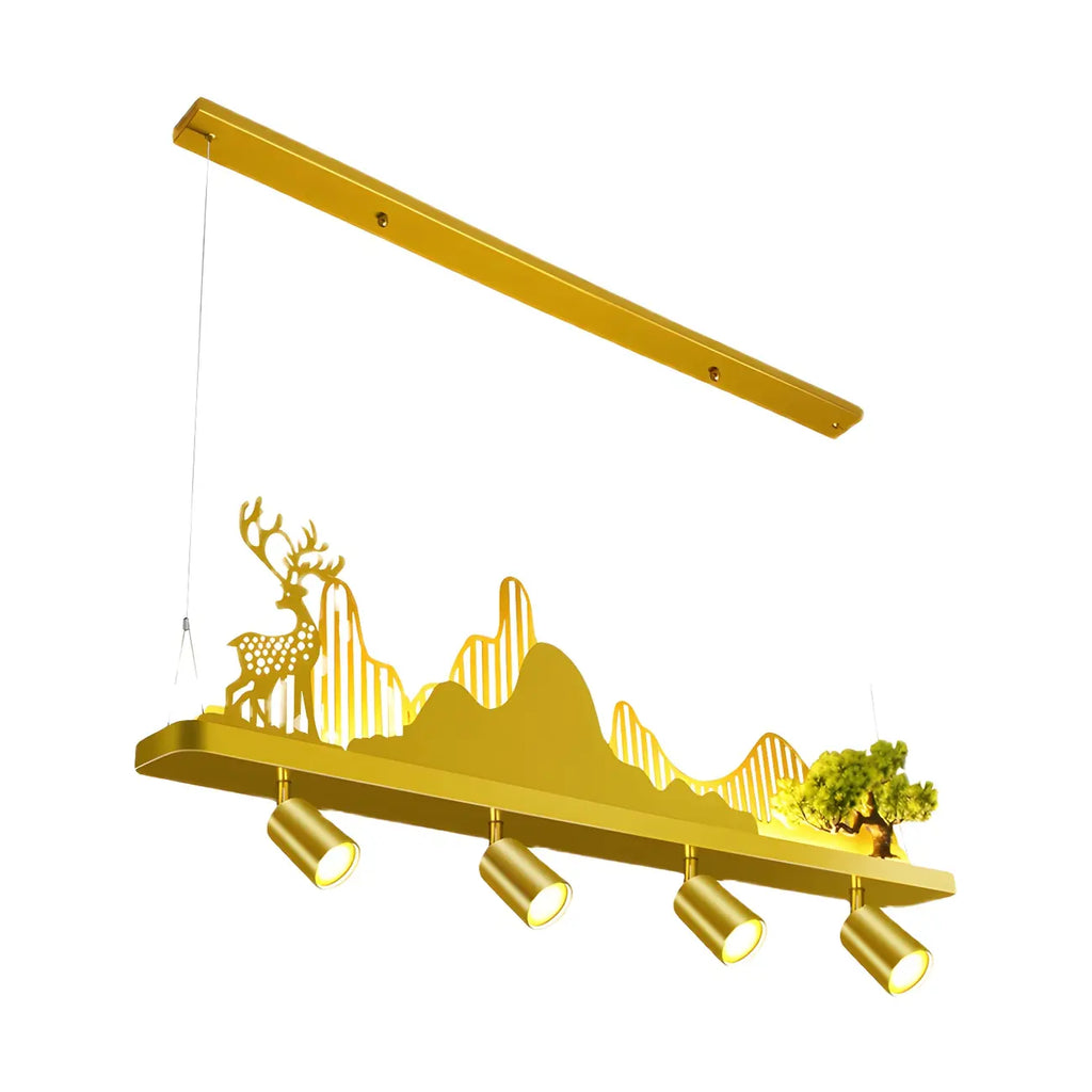 3/4-Light Modern Gold Metal Abstract Island Light