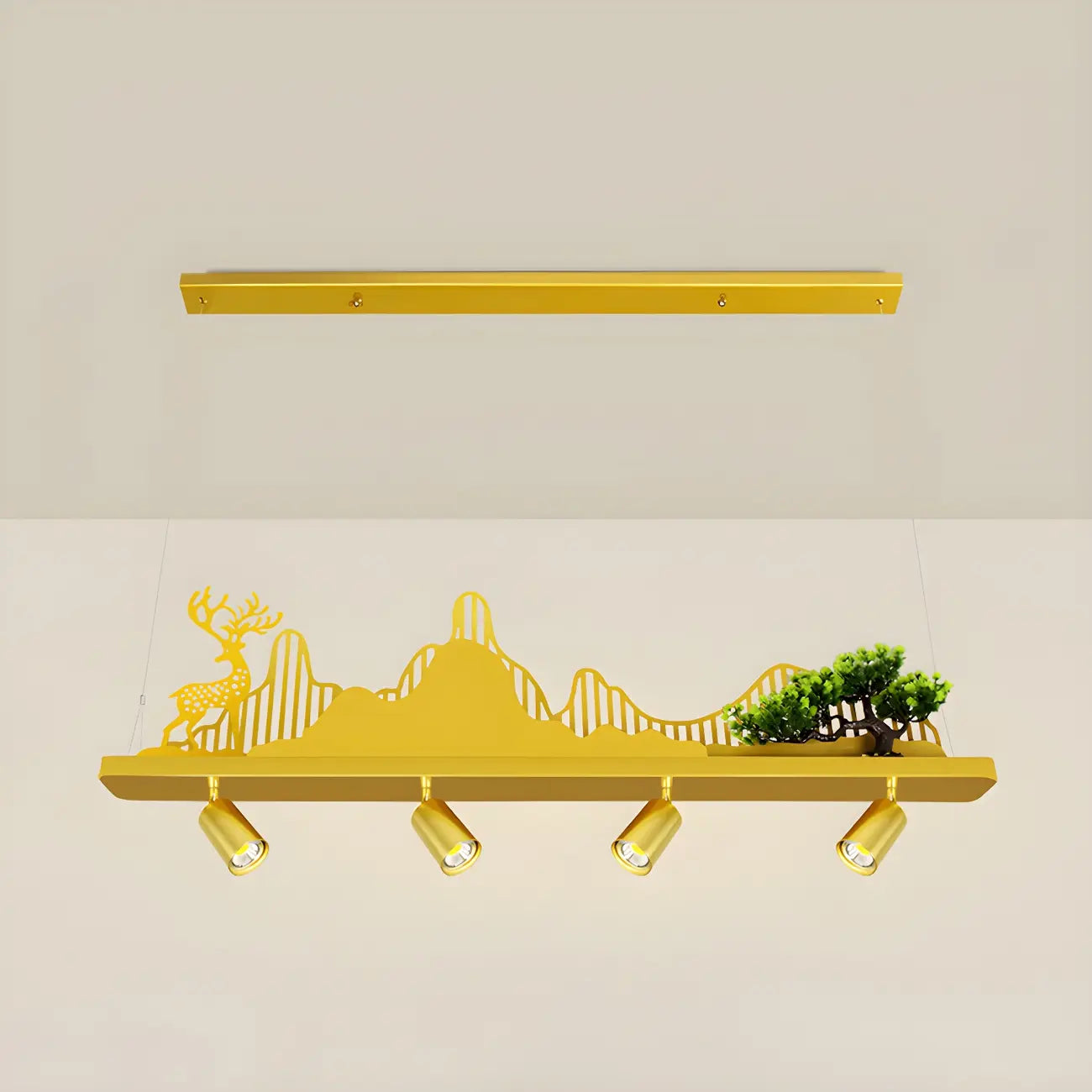 3/4-Light Modern Gold Metal Abstract Island Light