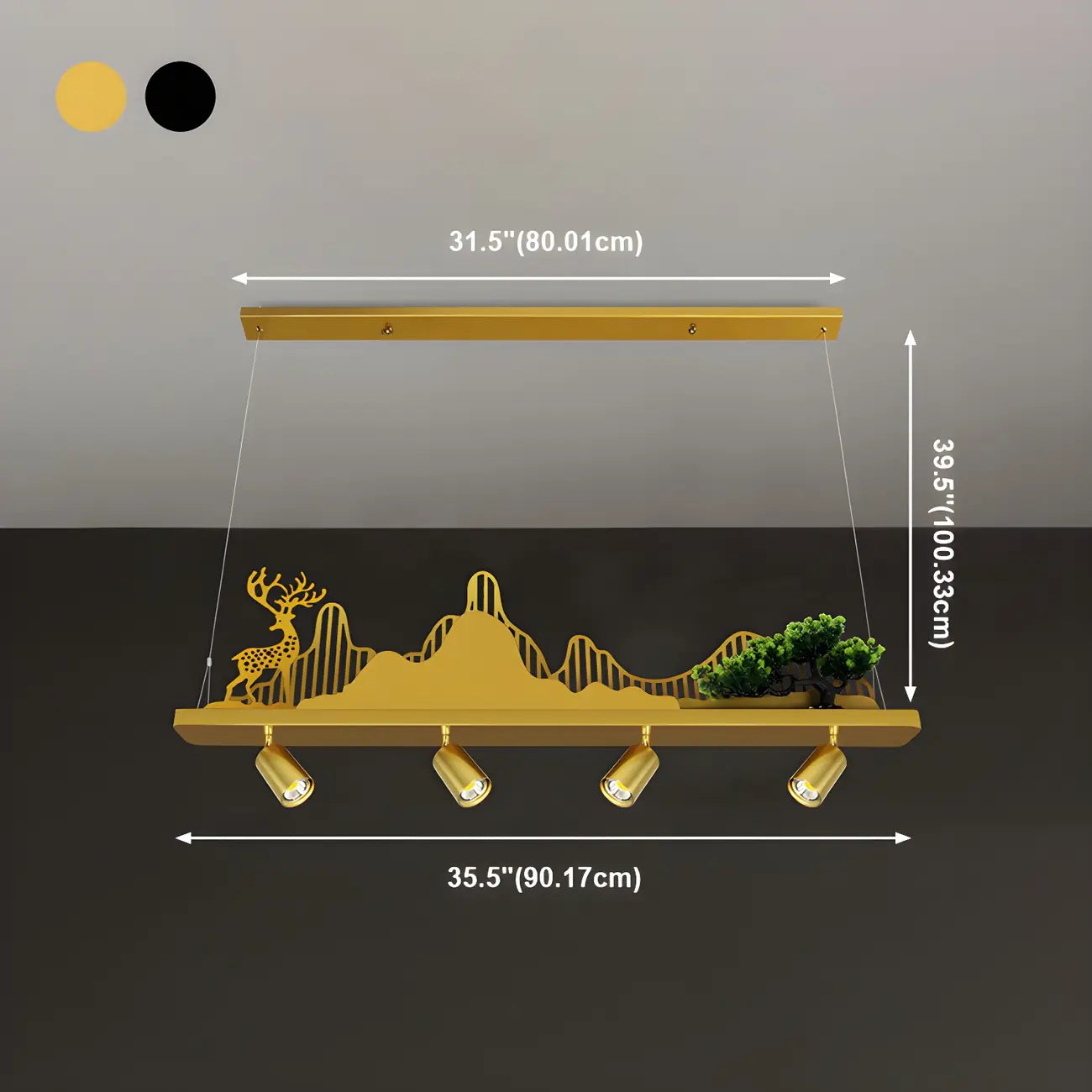 3/4-Light Modern Gold Metal Abstract Island Light