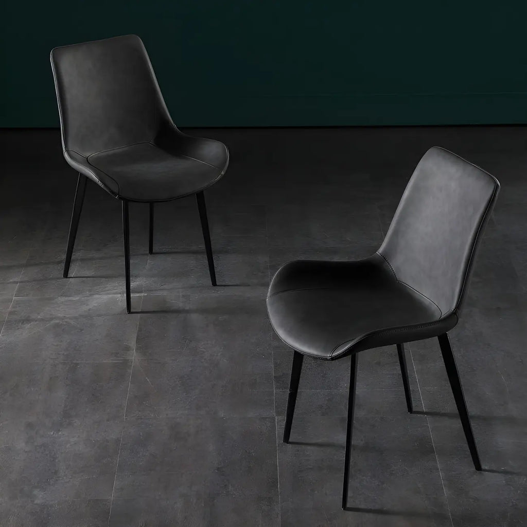 Industrial Modern Dining Chairs Set of 2 with Leather Upholstery