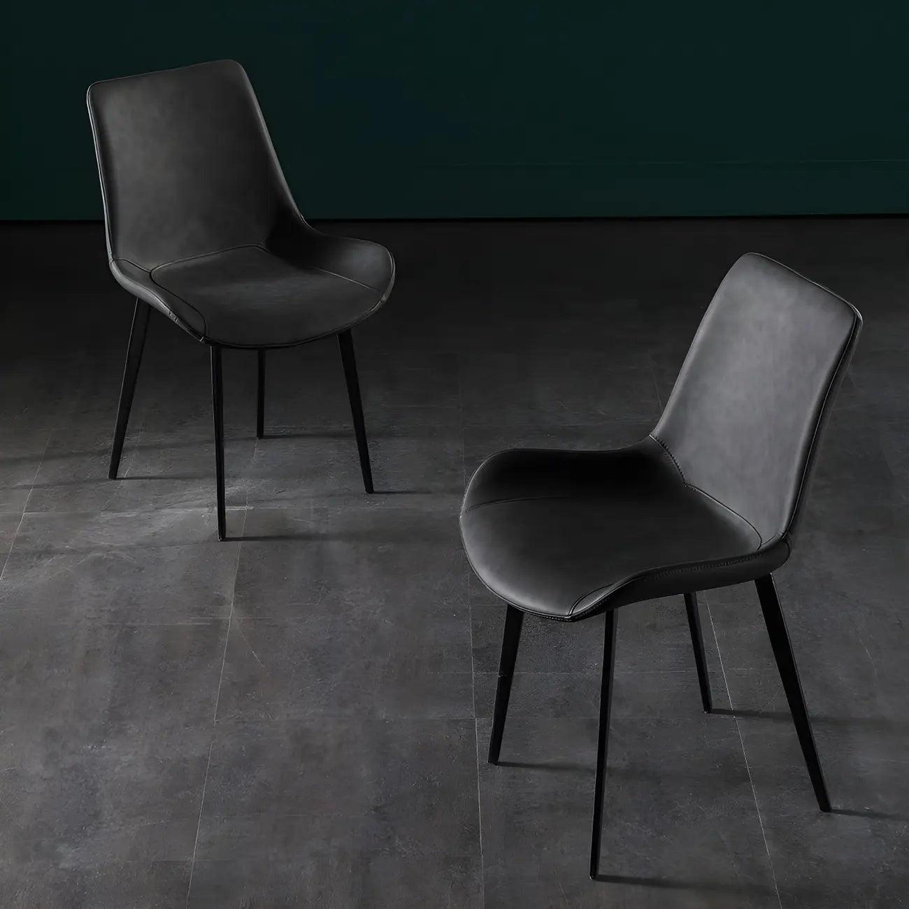 Industrial Modern Dining Chairs Set of 2 with Leather Upholstery