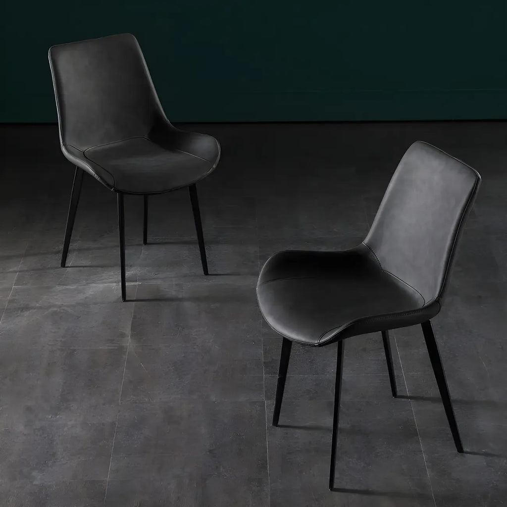Industrial Modern Dining Chairs Set of 2 with Leather Upholstery