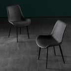 Industrial Modern Dining Chairs Set of 2 with Leather Upholstery