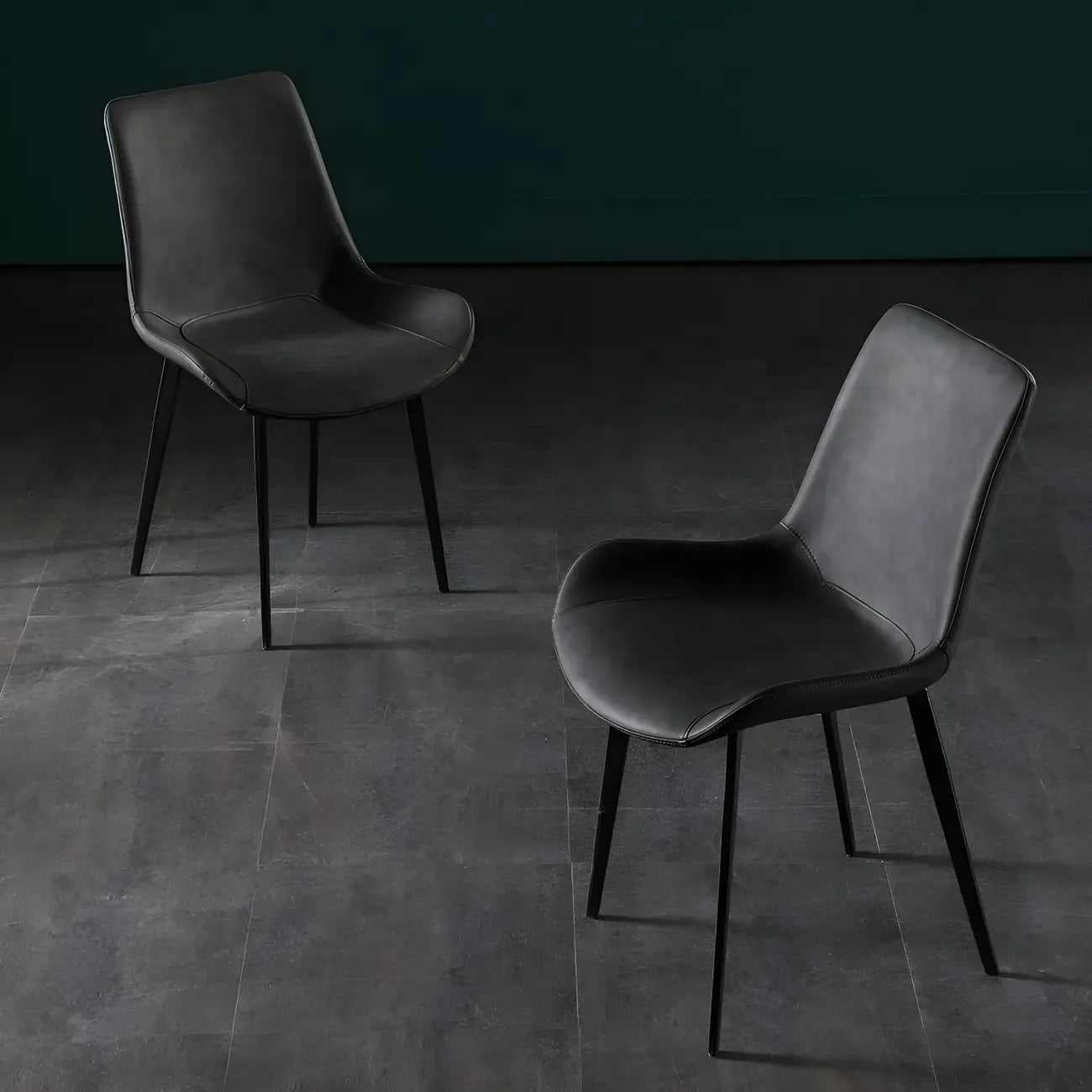Industrial Modern Dining Chairs Set of 2 with Leather Upholstery