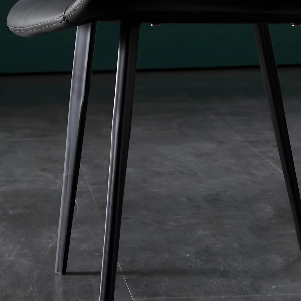 Industrial Modern Dining Chairs Set of 2 with Leather Upholstery