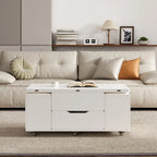 Foldable Lift-Top Coffee Table with 4 Stools & Storage