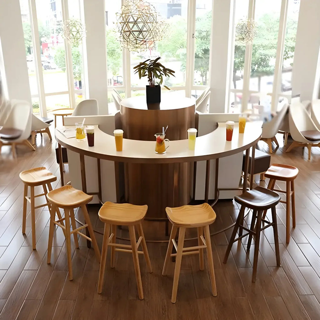 Counter Height Backless Wooden Industrial Bar Stools