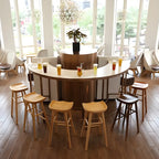 Counter Height Backless Wooden Industrial Bar Stools