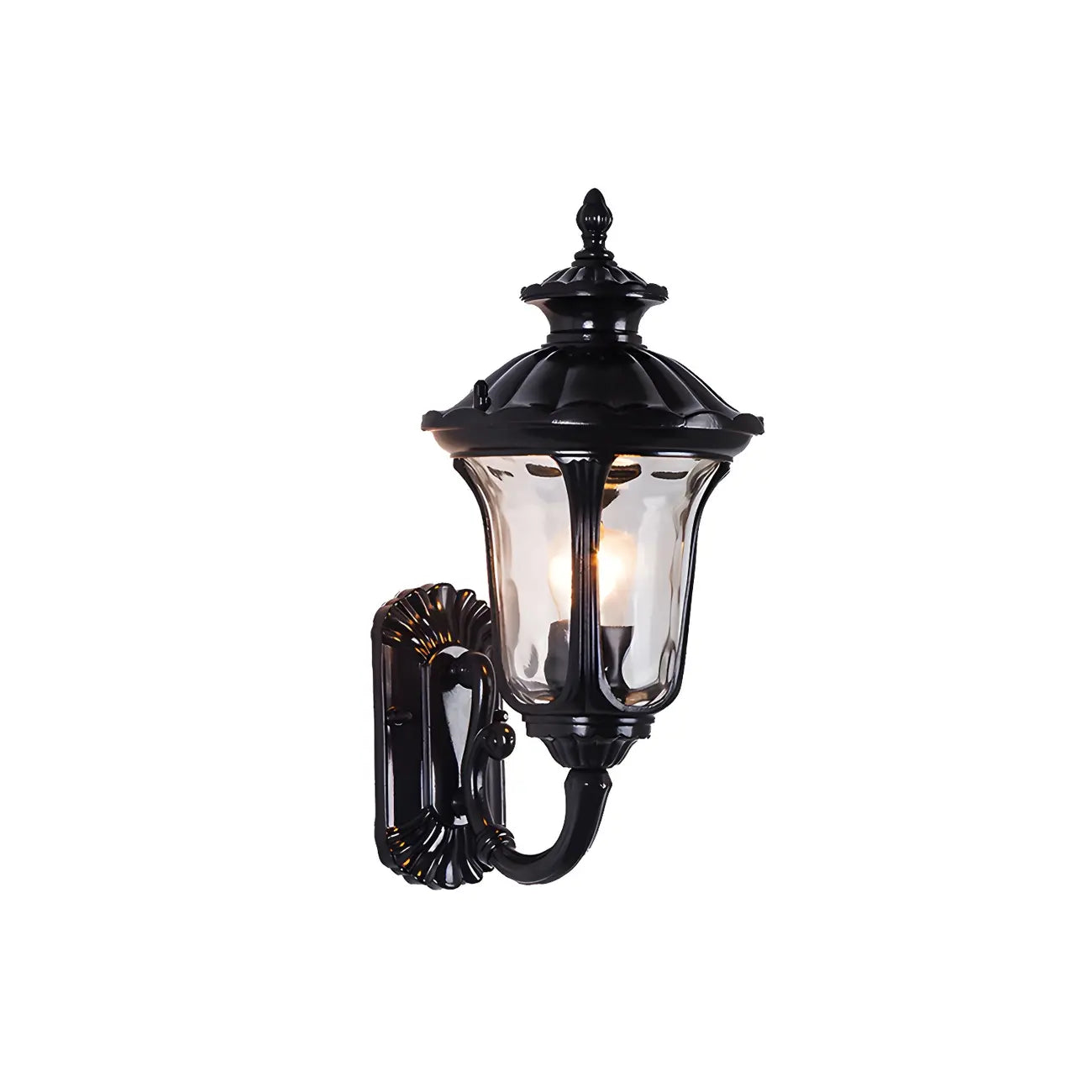 Antique Black Metal Glass Outdoor Wall Lantern Sconce