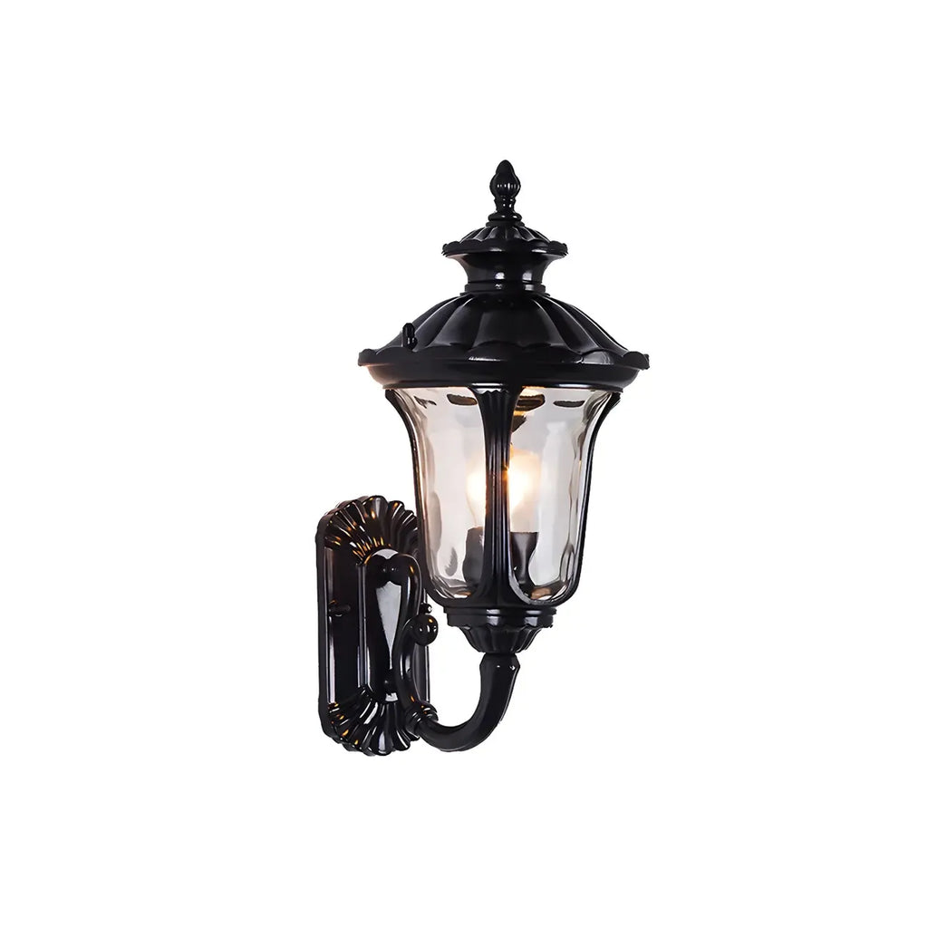 Antique Black Metal Glass Outdoor Wall Lantern Sconce