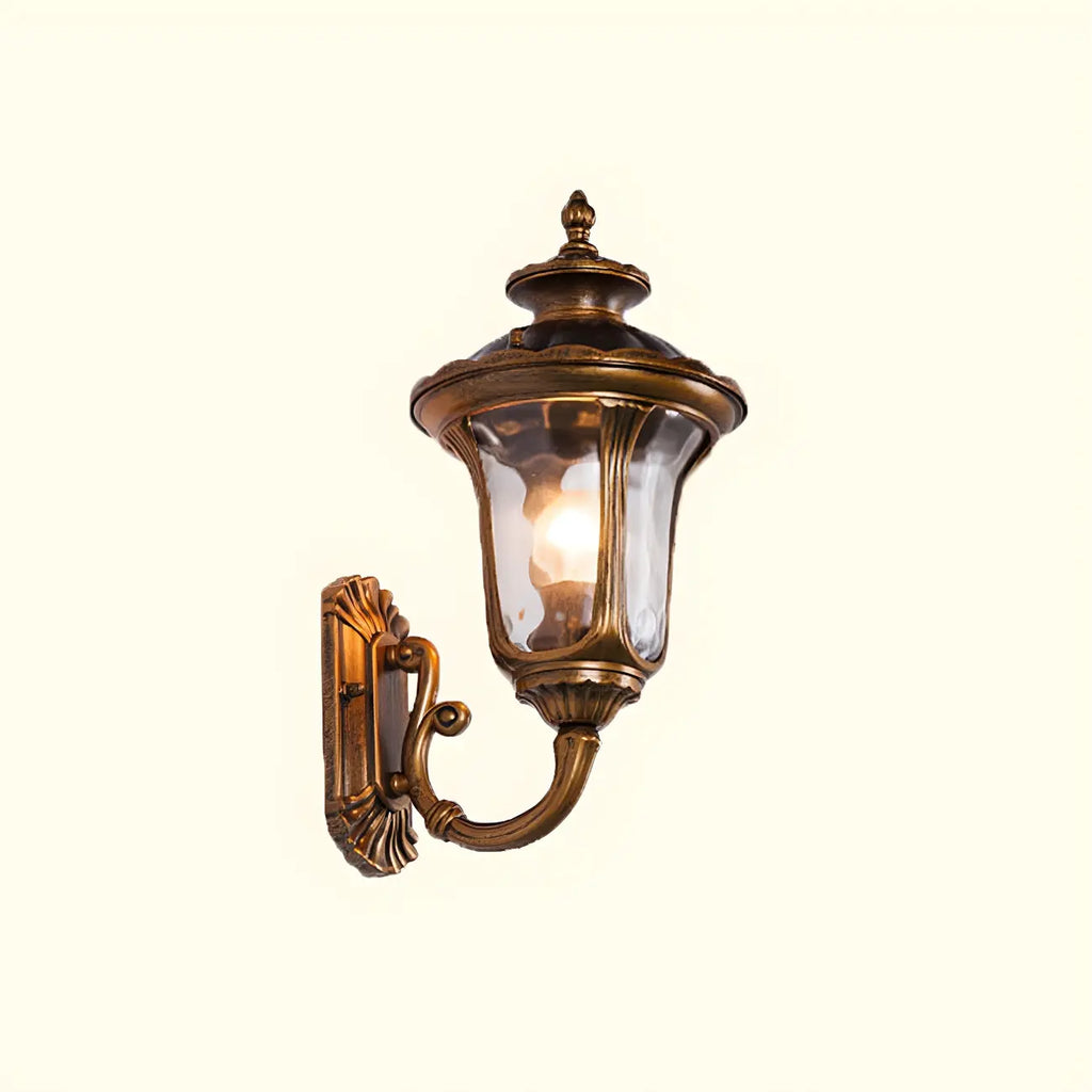 Antique Black Metal Glass Outdoor Wall Lantern Sconce