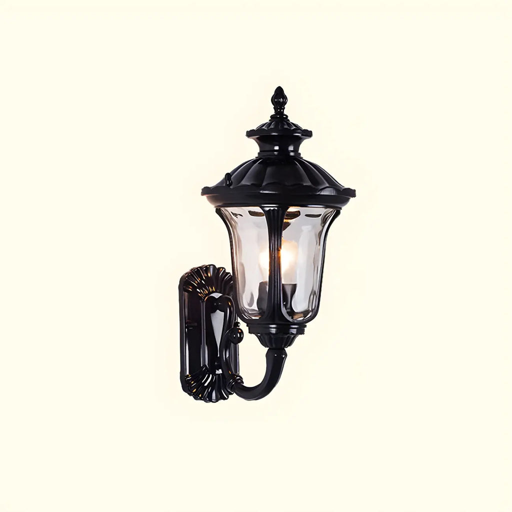 Antique Black Metal Glass Outdoor Wall Lantern Sconce
