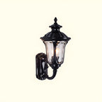 Antique Black Metal Glass Outdoor Wall Lantern Sconce