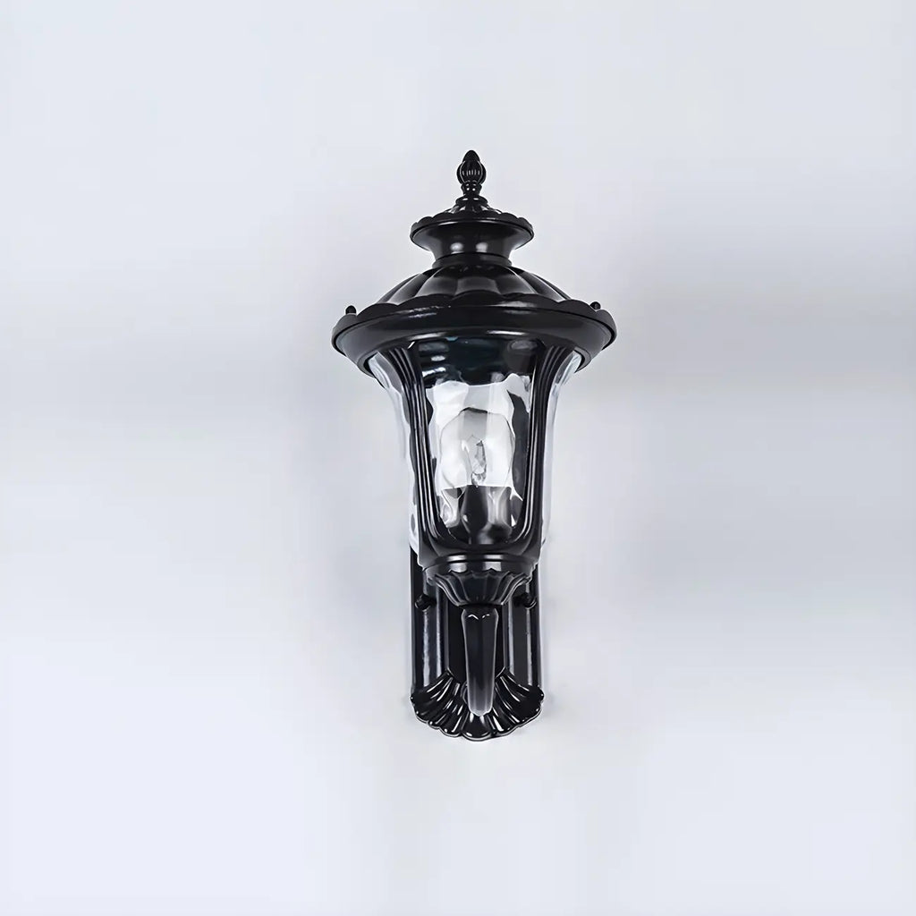 Antique Black Metal Glass Outdoor Wall Lantern Sconce
