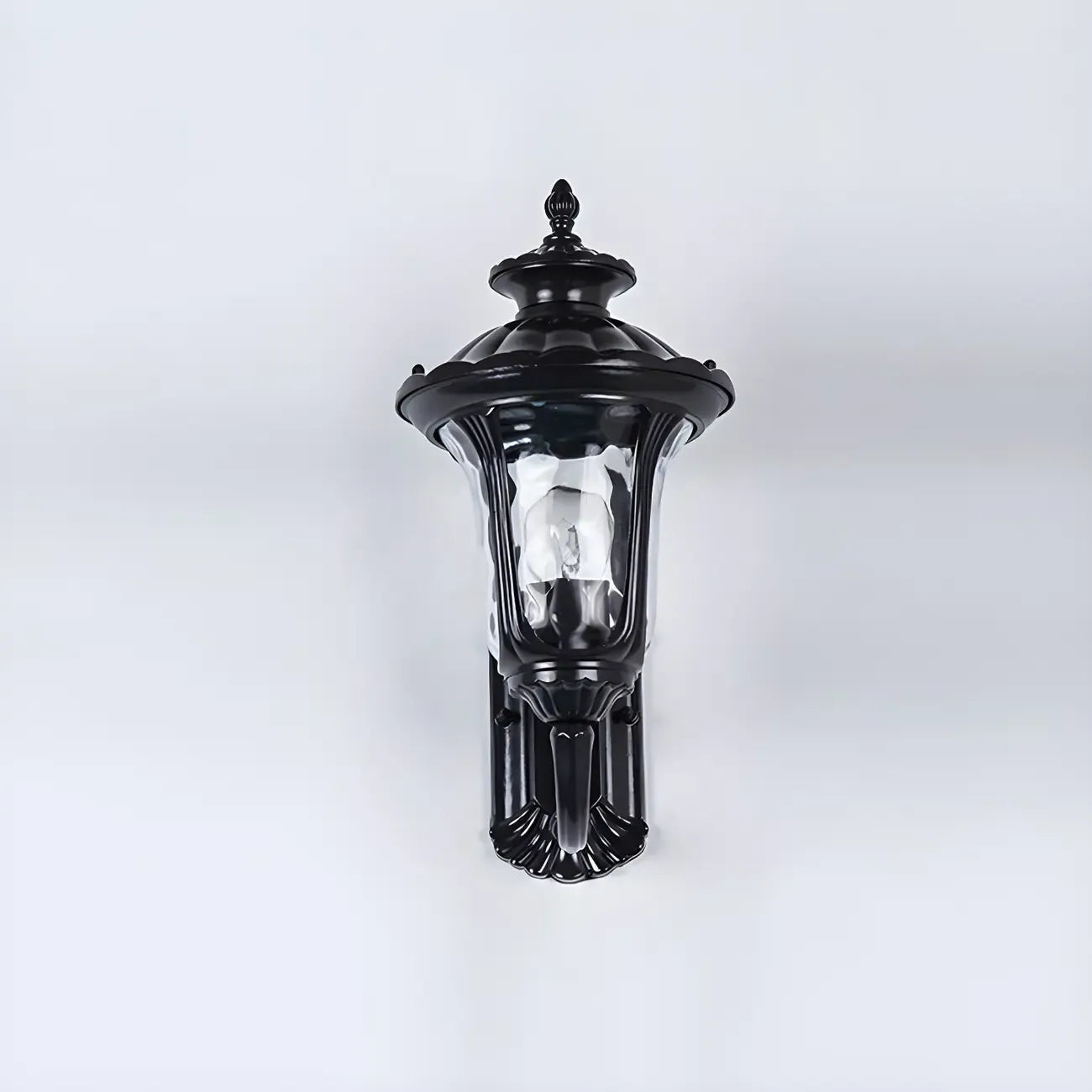 Antique Black Metal Glass Outdoor Wall Lantern Sconce
