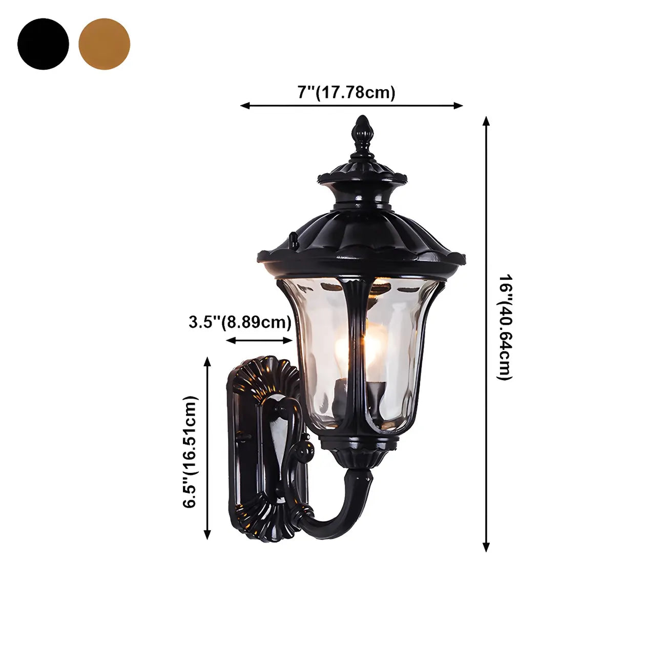 Antique Black Metal Glass Outdoor Wall Lantern Sconce
