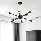 Modern Matte Black Metal Sputnik Chandelier Adjustable Downrod