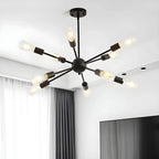 Modern Matte Black Metal Sputnik Chandelier Adjustable Downrod
