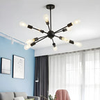 Modern Matte Black Metal Sputnik Chandelier Adjustable Downrod