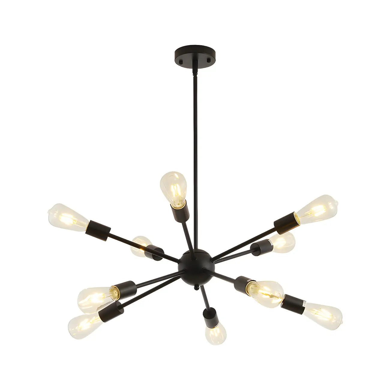Modern Matte Black Metal Sputnik Chandelier Adjustable Downrod