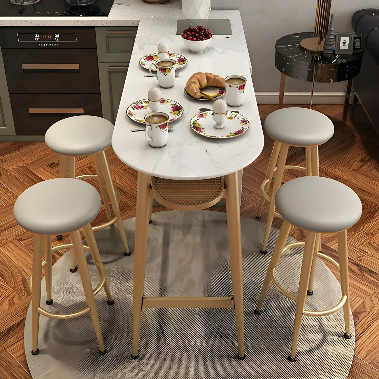 Glam Stone Gold Metal Bar Height Table