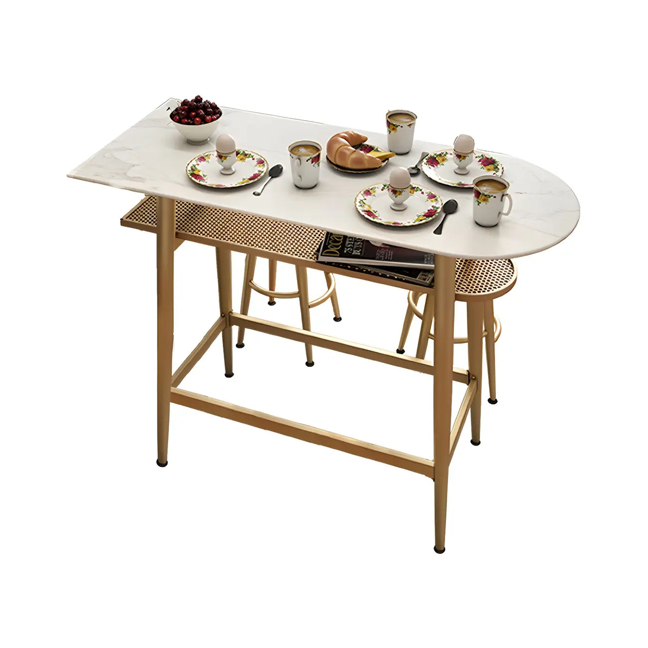 Glam Stone Gold Metal Bar Height Table