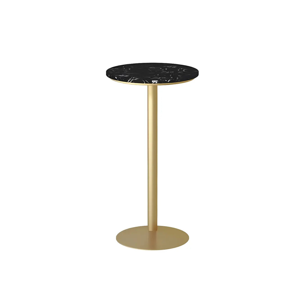 Elegant Nordic Marble Bar Table with Gold Metal Base