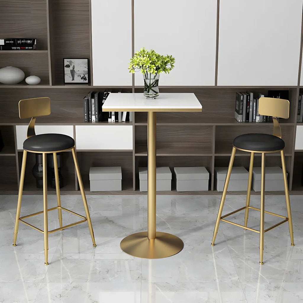 Elegant Nordic Marble Bar Table with Gold Metal Base