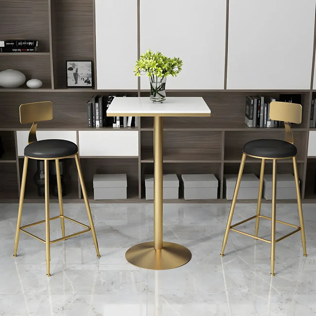 Elegant Nordic Marble Bar Table with Gold Metal Base