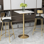 Elegant Nordic Marble Bar Table with Gold Metal Base