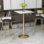 Elegant Nordic Marble Bar Table with Gold Metal Base