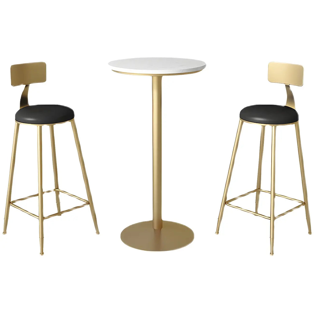 Elegant Nordic Marble Bar Table with Gold Metal Base