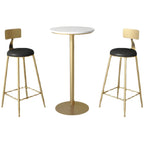 Elegant Nordic Marble Bar Table with Gold Metal Base