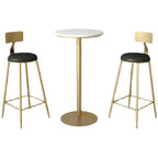 Elegant Nordic Marble Bar Table with Gold Metal Base